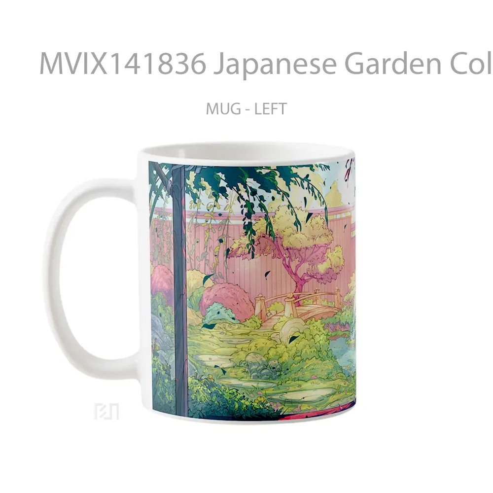 Mug Japanese Garden Colorful Scenery Digital Art Gelas Keramik Unik - All-side / Desain