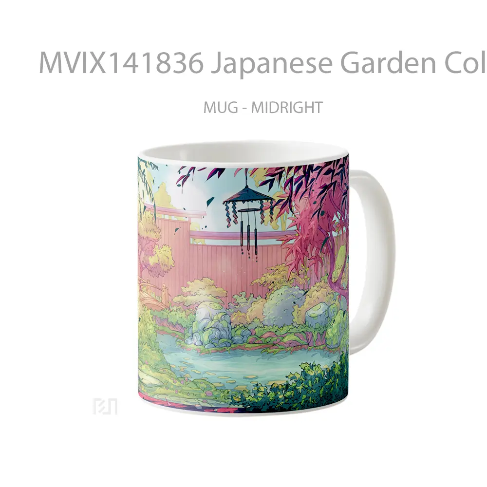 Mug Japanese Garden Colorful Scenery Digital Art Gelas Keramik Unik - All-side / Desain