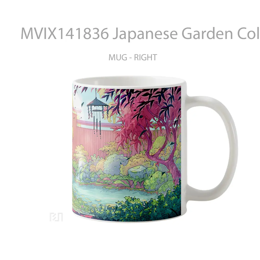 Mug Japanese Garden Colorful Scenery Digital Art Gelas Keramik Unik - All-side / Desain