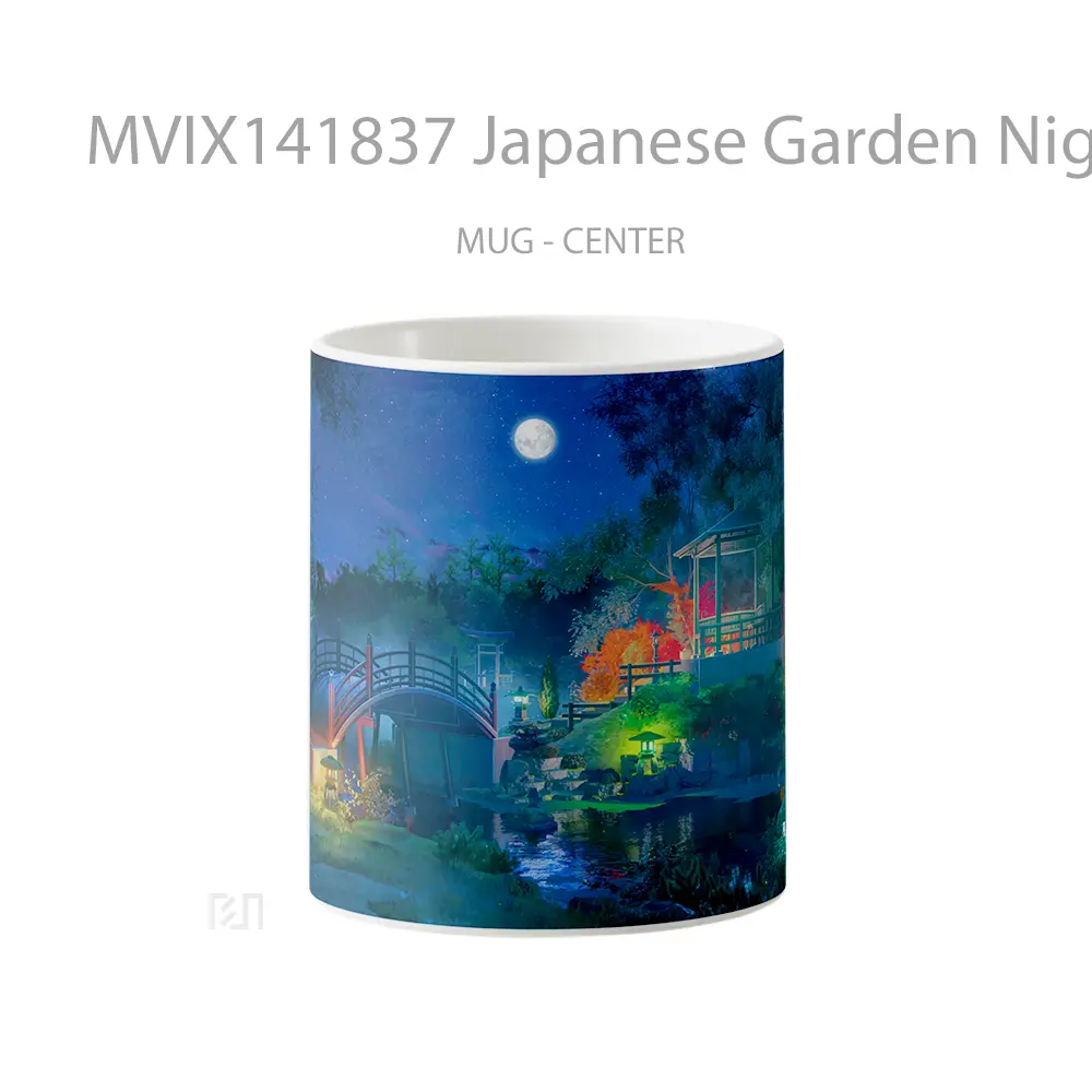 Mug Japanese Garden Night Full Moon Scenery Gelas Keramik Unik