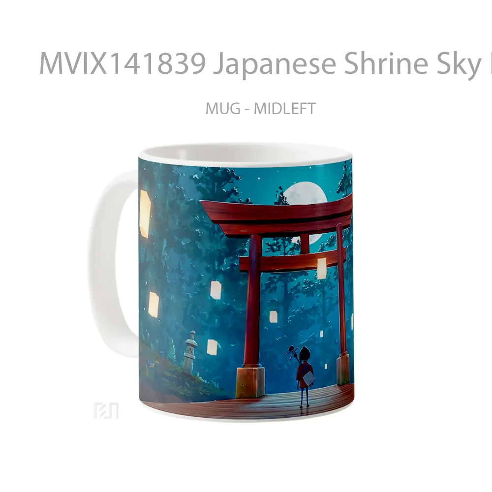 Mug Japanese Shrine Sky Lantern Kubo Gelas Pemandangan Alam - All-side / Desain