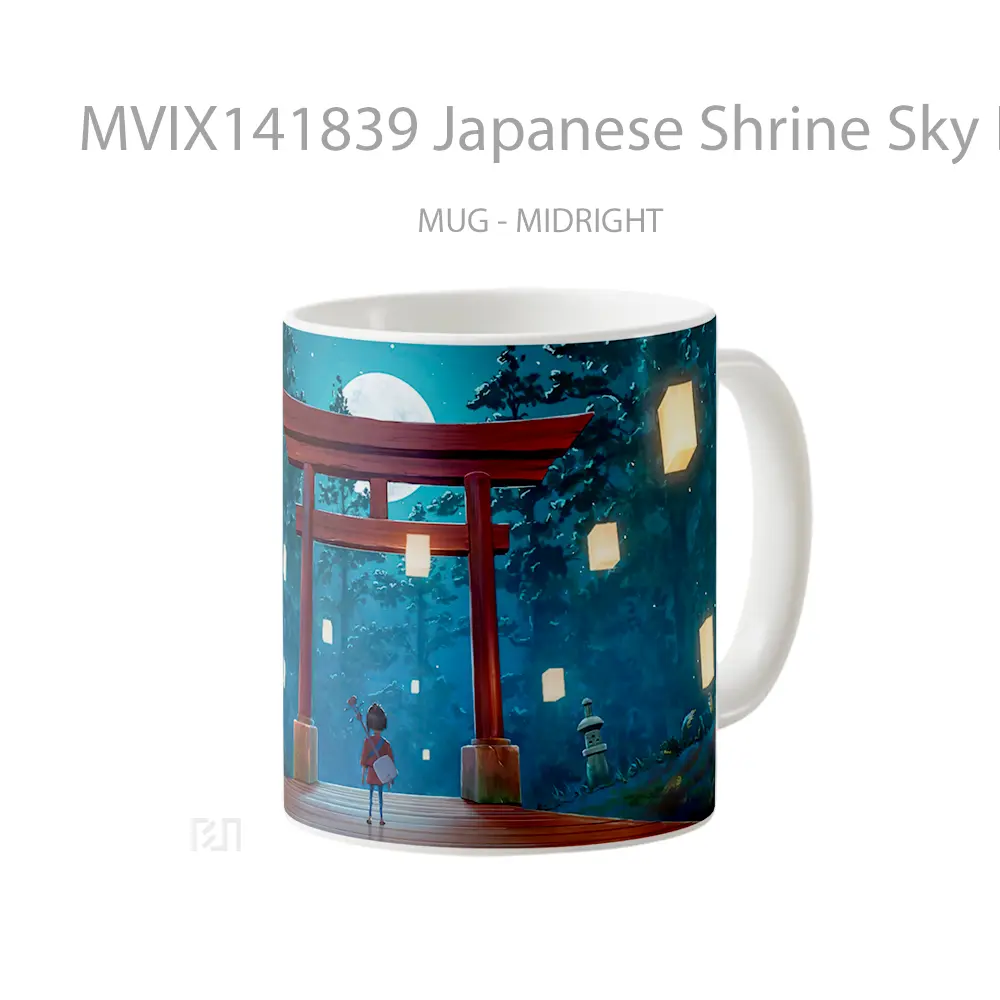Mug Japanese Shrine Sky Lantern Kubo Gelas Pemandangan Alam - All-side / Desain