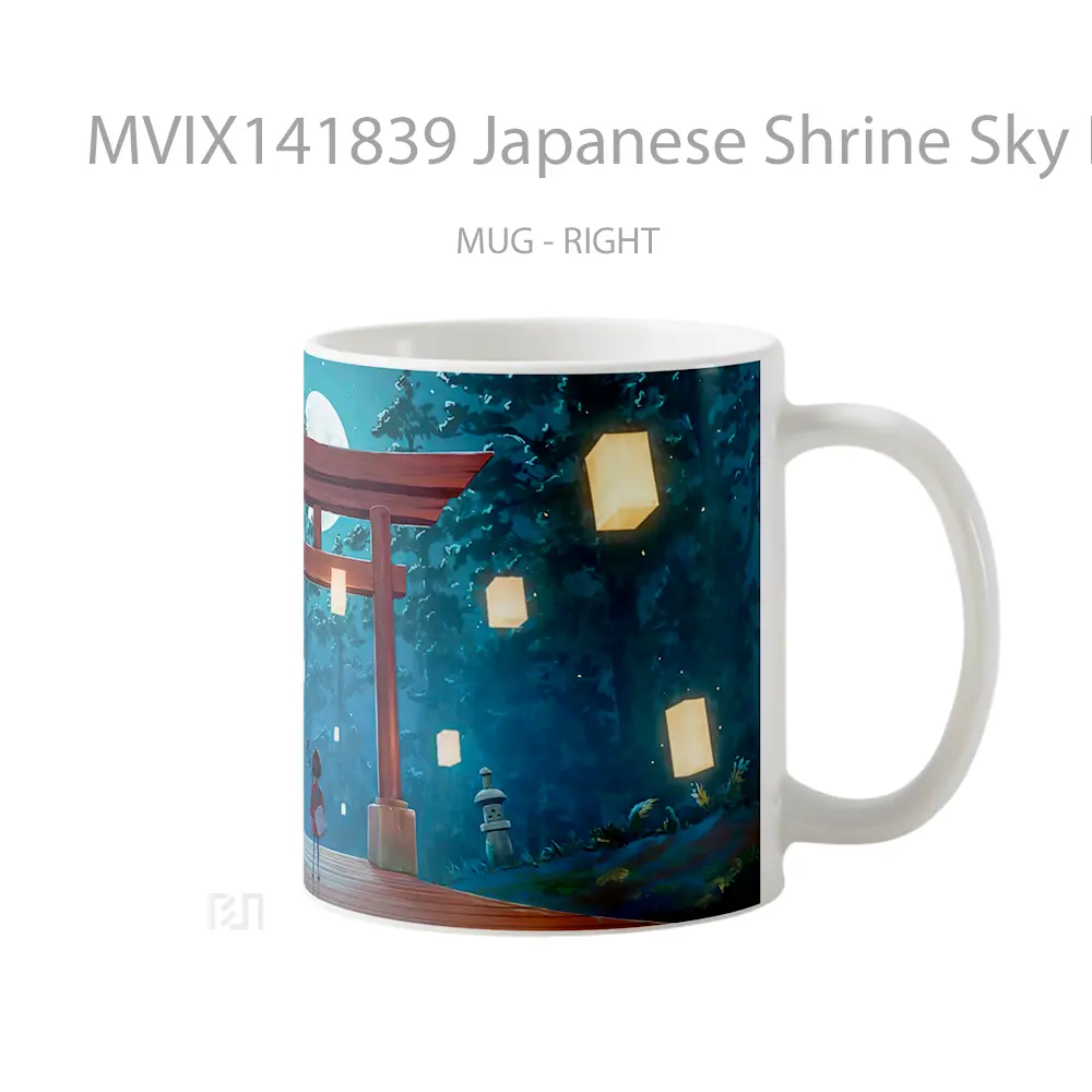 Mug Japanese Shrine Sky Lantern Kubo Gelas Pemandangan Alam - All-side / Desain