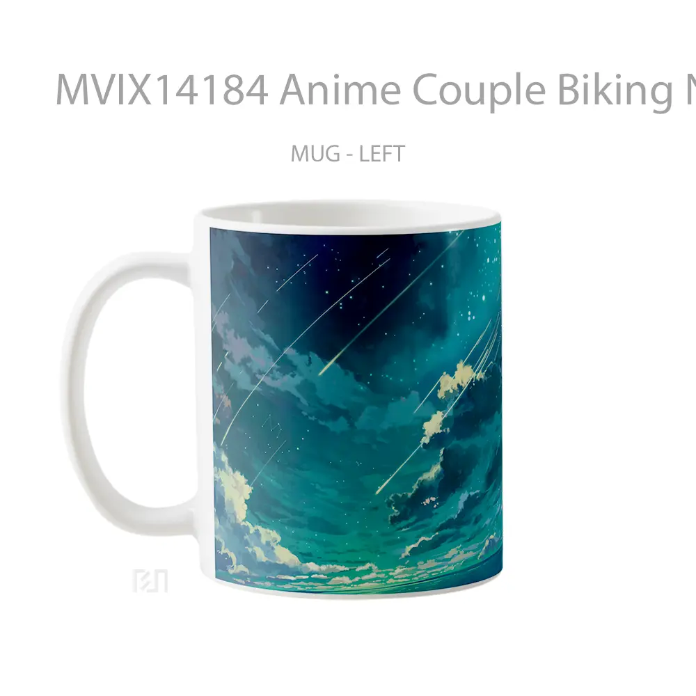 Mug Anime Couple Biking Night Sky Scenery Art Cangkir Anime - All-side / Desain