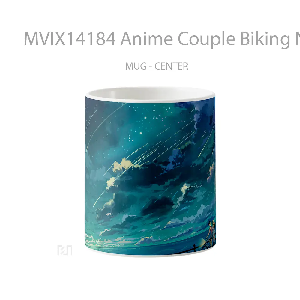 Mug Anime Couple Biking Night Sky Scenery Art Cangkir Anime