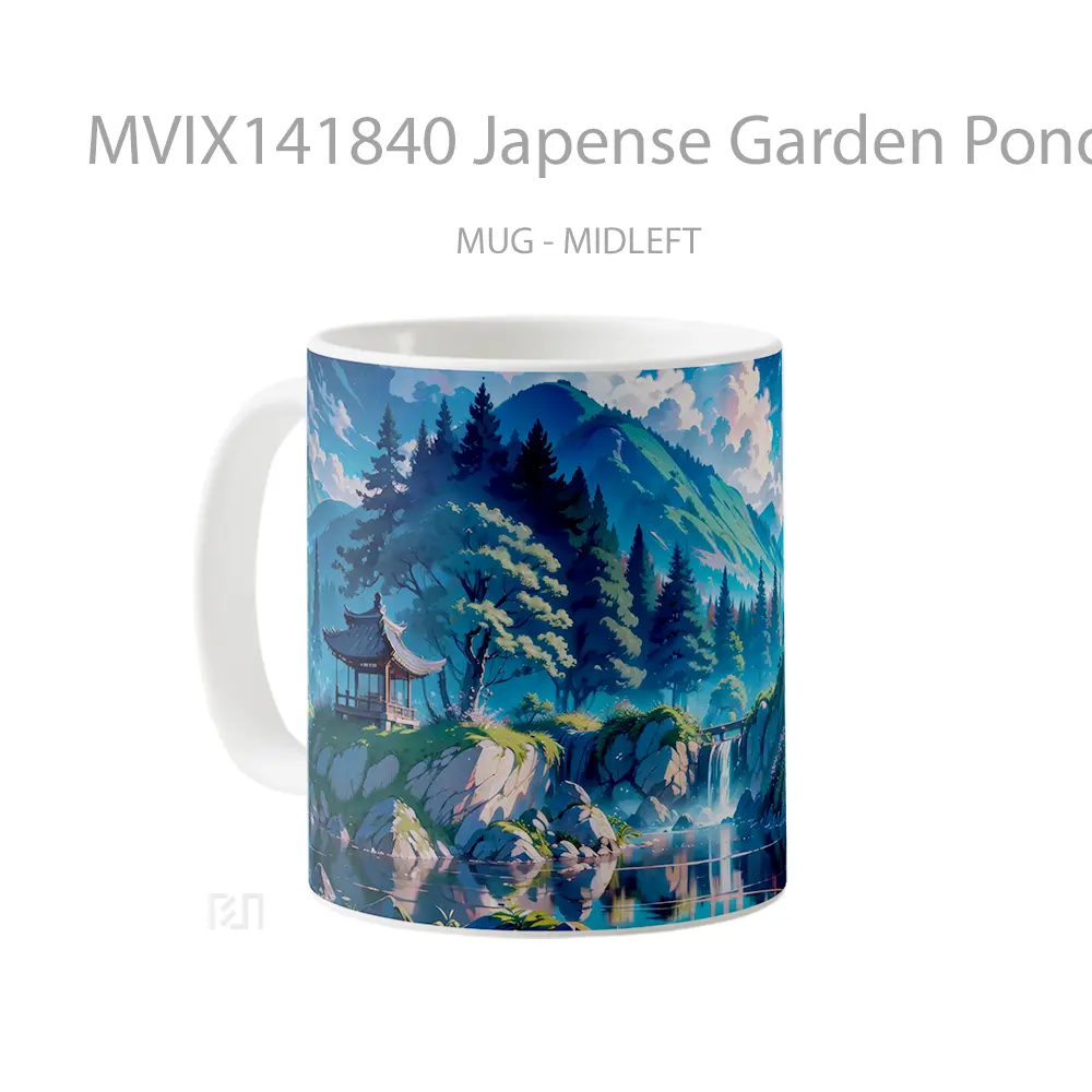 Mug Japense Garden Pond Forest Anime Scenery Cangkir Anime - All-side / Desain