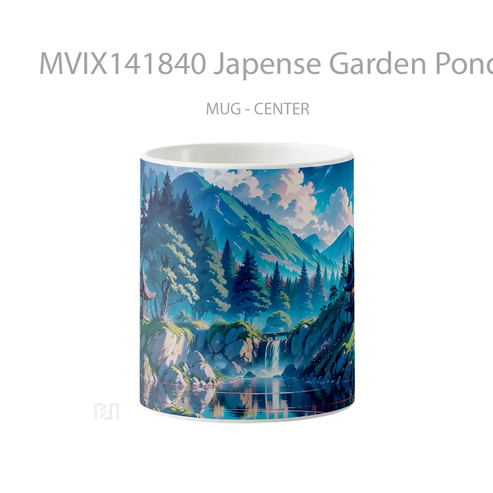 Mug Japense Garden Pond Forest Anime Scenery Cangkir Anime