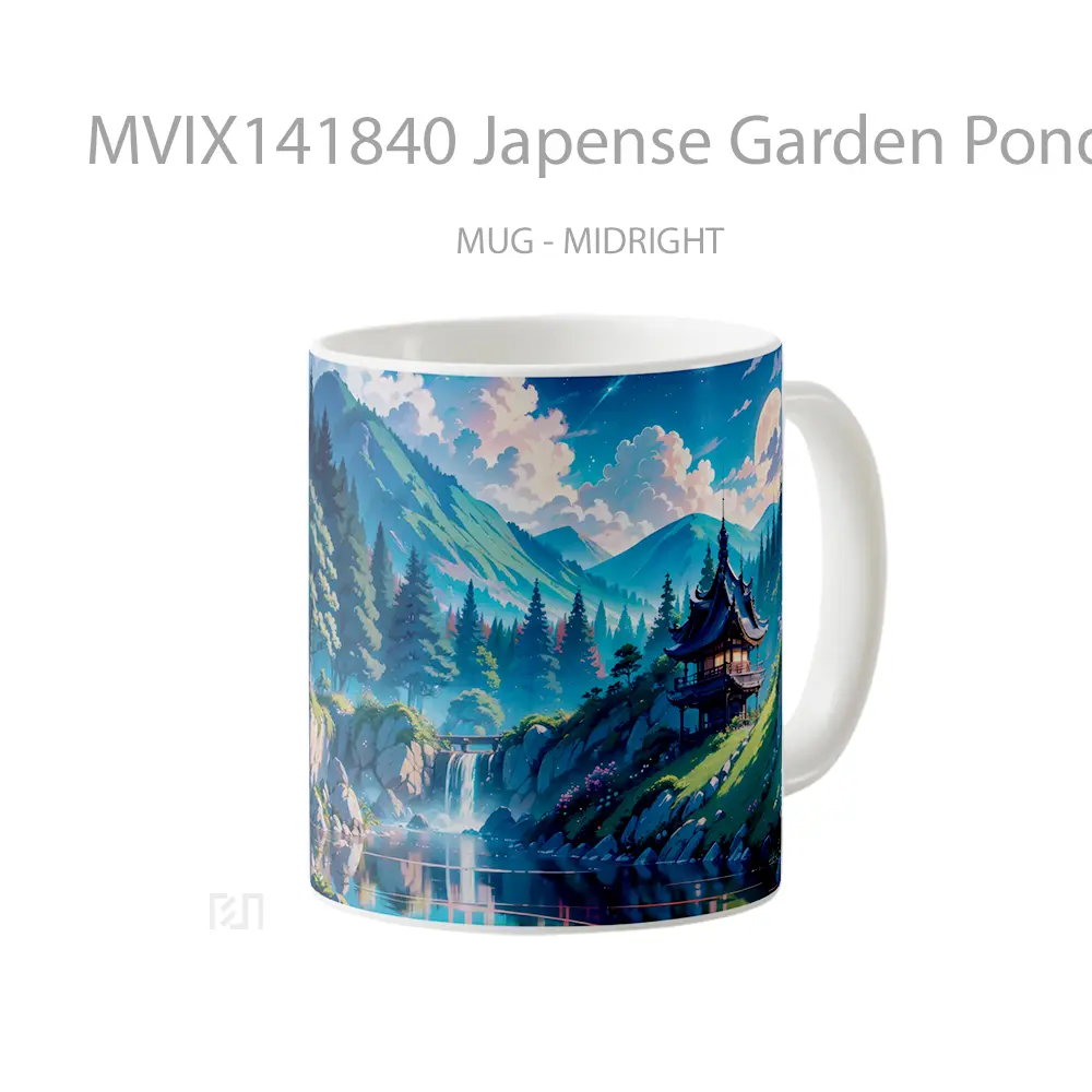 Mug Japense Garden Pond Forest Anime Scenery Cangkir Anime - All-side / Desain