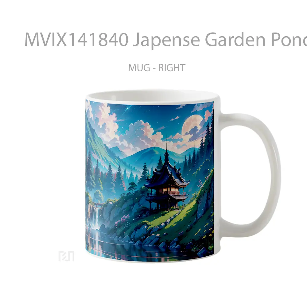 Mug Japense Garden Pond Forest Anime Scenery Cangkir Anime - All-side / Desain