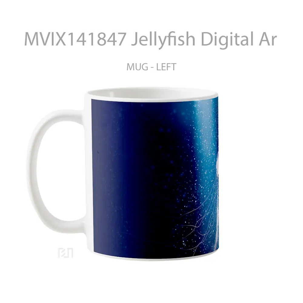 Mug Jellyfish Digital Ar Gelas Keramik Unik - All-side / Desain
