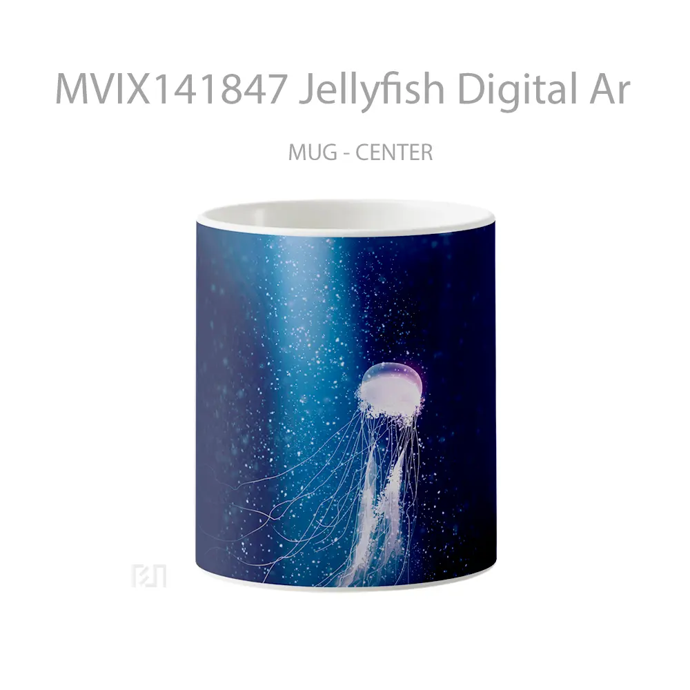 Mug Jellyfish Digital Ar Gelas Keramik Unik