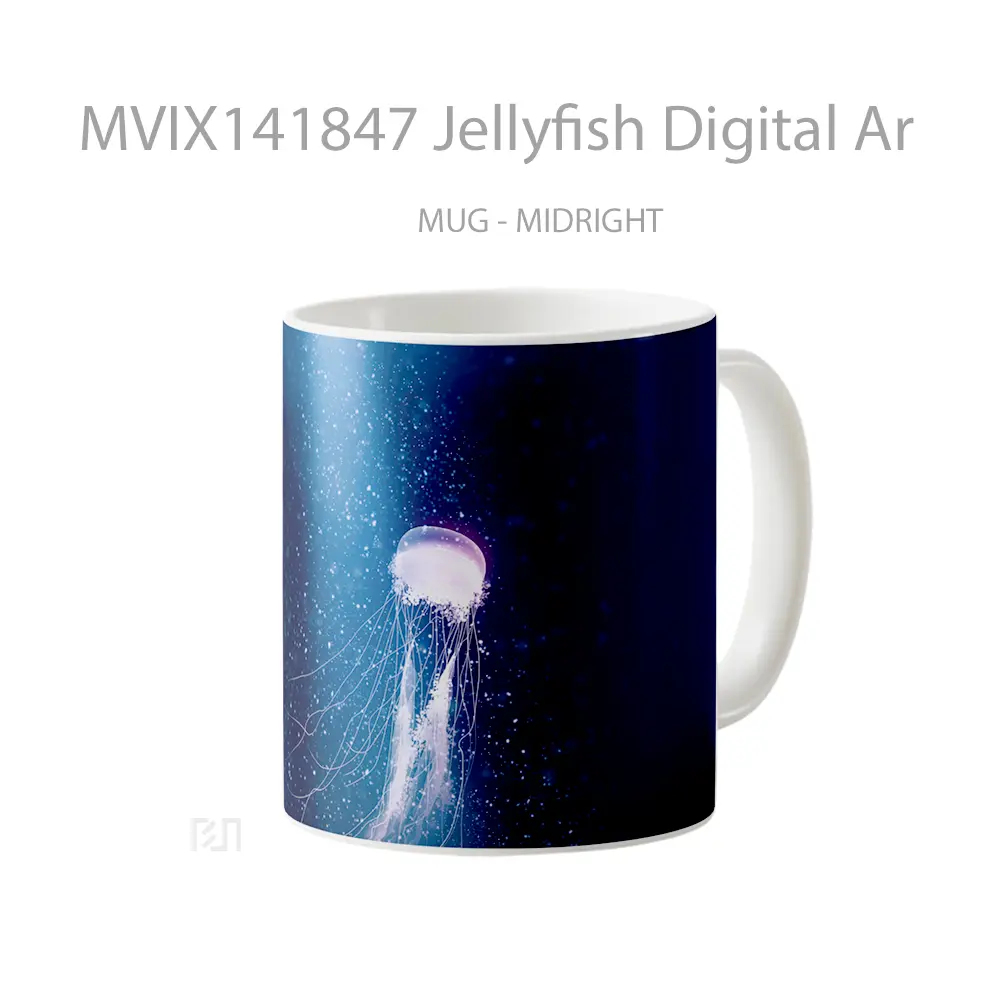 Mug Jellyfish Digital Ar Gelas Keramik Unik - All-side / Desain