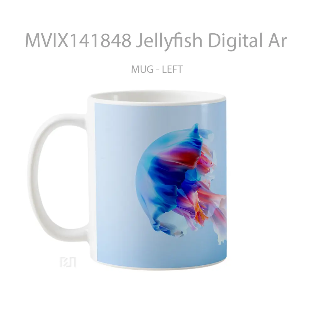 Mug Jellyfish Digital Ar Gelas Keramik Unik - All-side / Desain