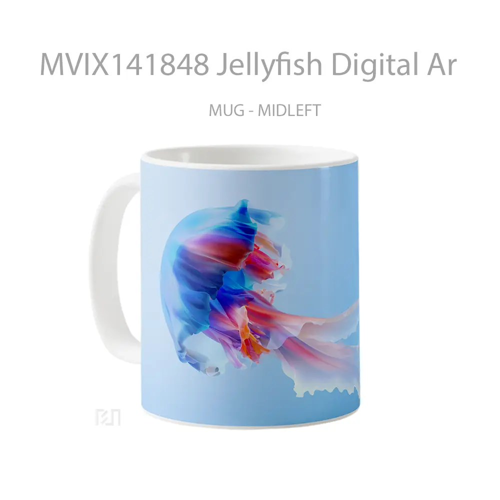 Mug Jellyfish Digital Ar Gelas Keramik Unik - All-side / Desain