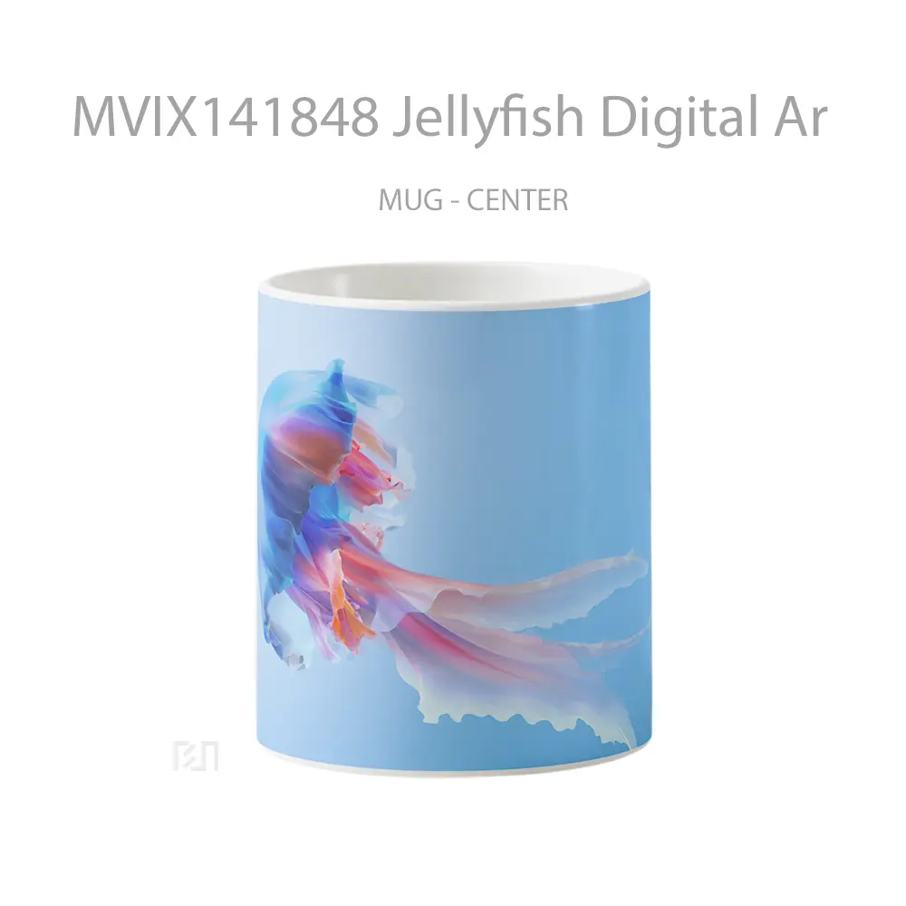 Mug Jellyfish Digital Ar Gelas Keramik Unik