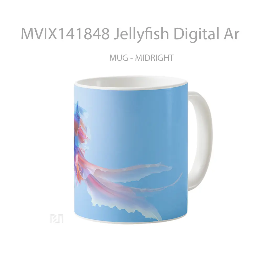 Mug Jellyfish Digital Ar Gelas Keramik Unik - All-side / Desain
