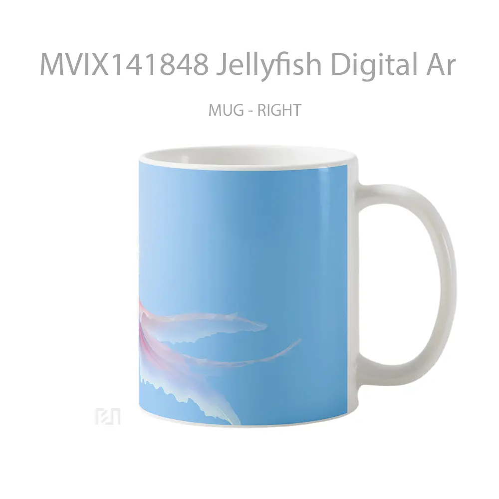 Mug Jellyfish Digital Ar Gelas Keramik Unik - All-side / Desain