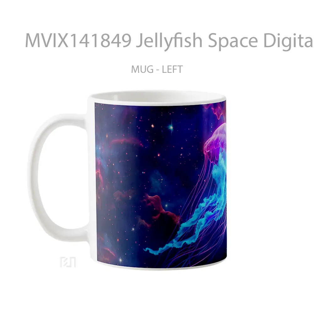Mug Jellyfish Space Digital Art Animal Gelas Hewan Lucu - All-side / Desain