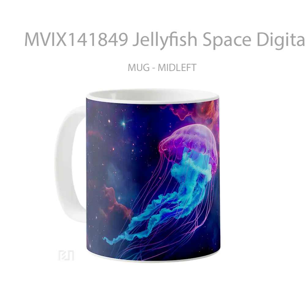 Mug Jellyfish Space Digital Art Animal Gelas Hewan Lucu - All-side / Desain