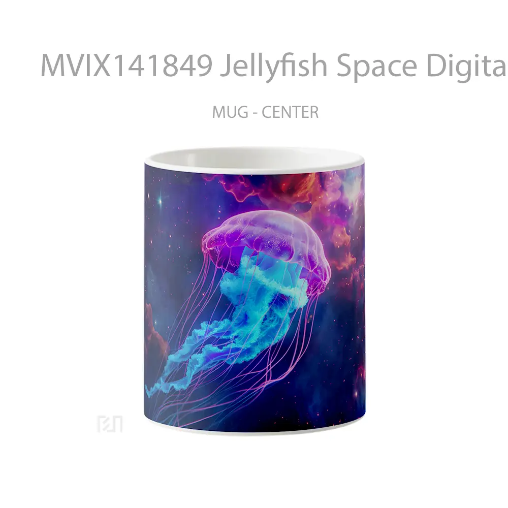 Mug Jellyfish Space Digital Art Animal Gelas Hewan Lucu