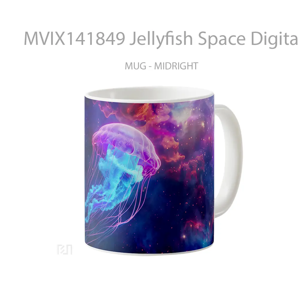 Mug Jellyfish Space Digital Art Animal Gelas Hewan Lucu - All-side / Desain