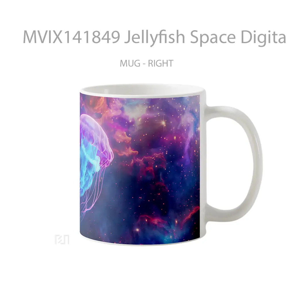 Mug Jellyfish Space Digital Art Animal Gelas Hewan Lucu - All-side / Desain