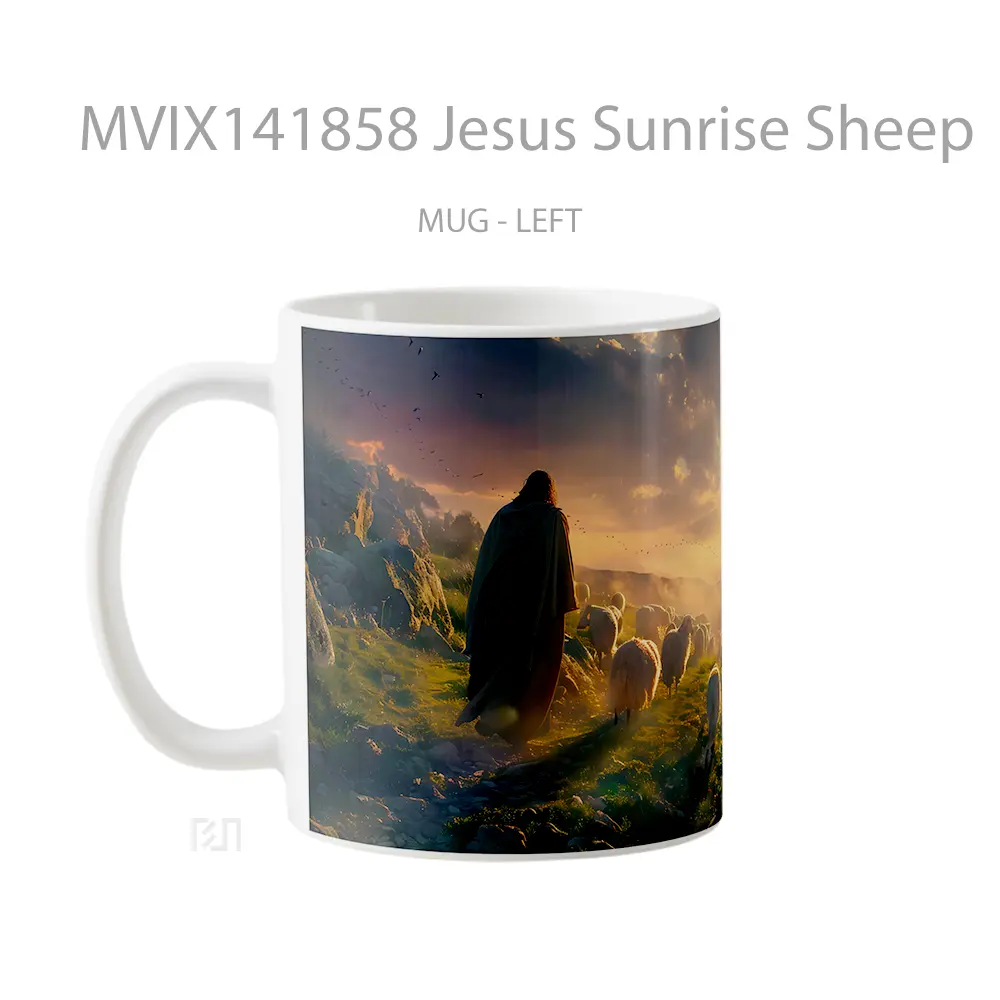 Mug Jesus Sunrise Sheep Gelas Pemandangan Alam - All-side / Desain