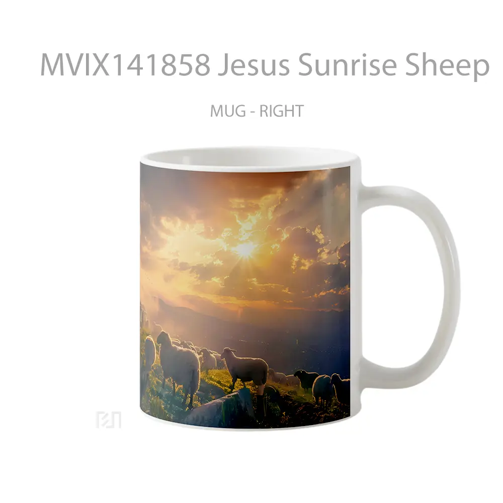 Mug Jesus Sunrise Sheep Gelas Pemandangan Alam - All-side / Desain