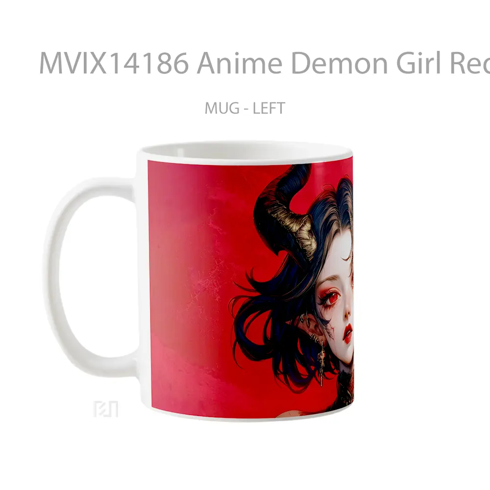 Mug Anime Demon Girl Red Eyes Horn Cangkir Anime - All-side / Desain