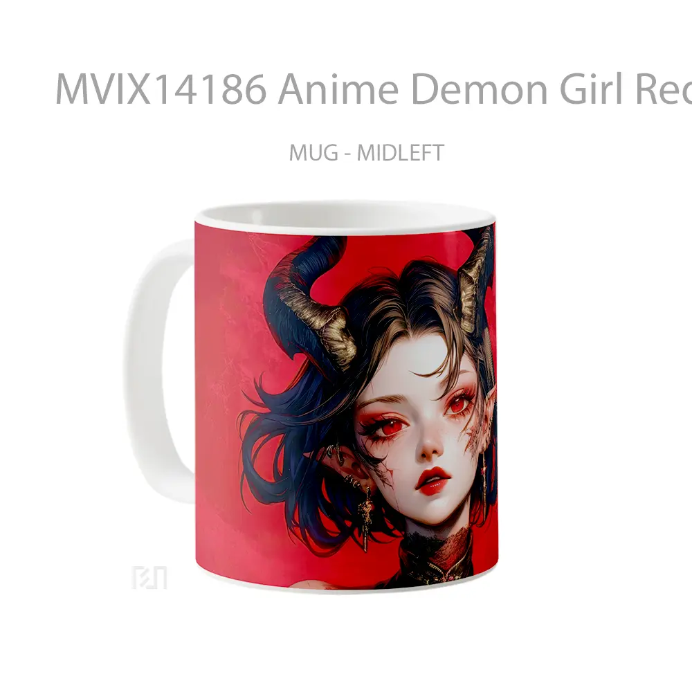 Mug Anime Demon Girl Red Eyes Horn Cangkir Anime - All-side / Desain