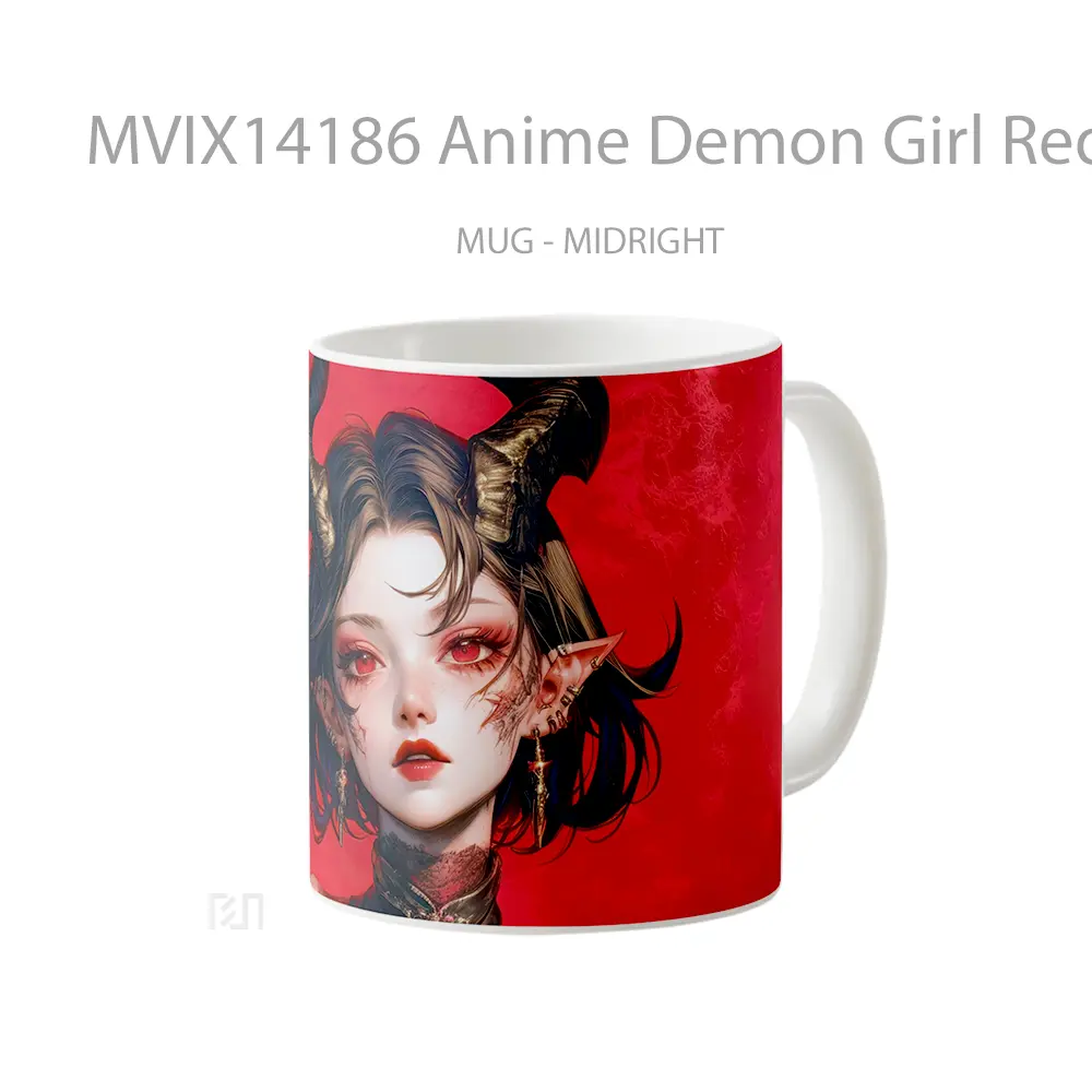 Mug Anime Demon Girl Red Eyes Horn Cangkir Anime - All-side / Desain