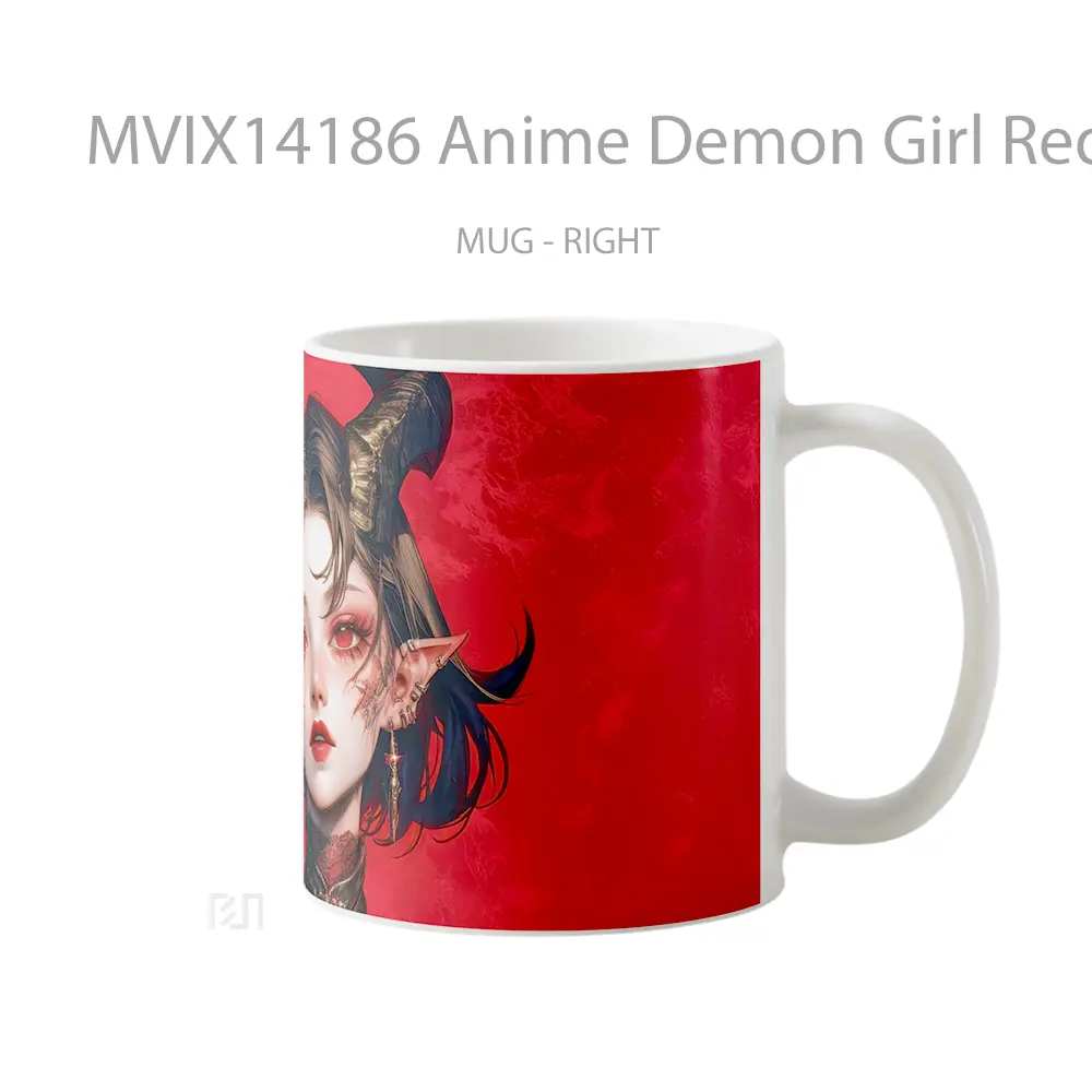 Mug Anime Demon Girl Red Eyes Horn Cangkir Anime - All-side / Desain
