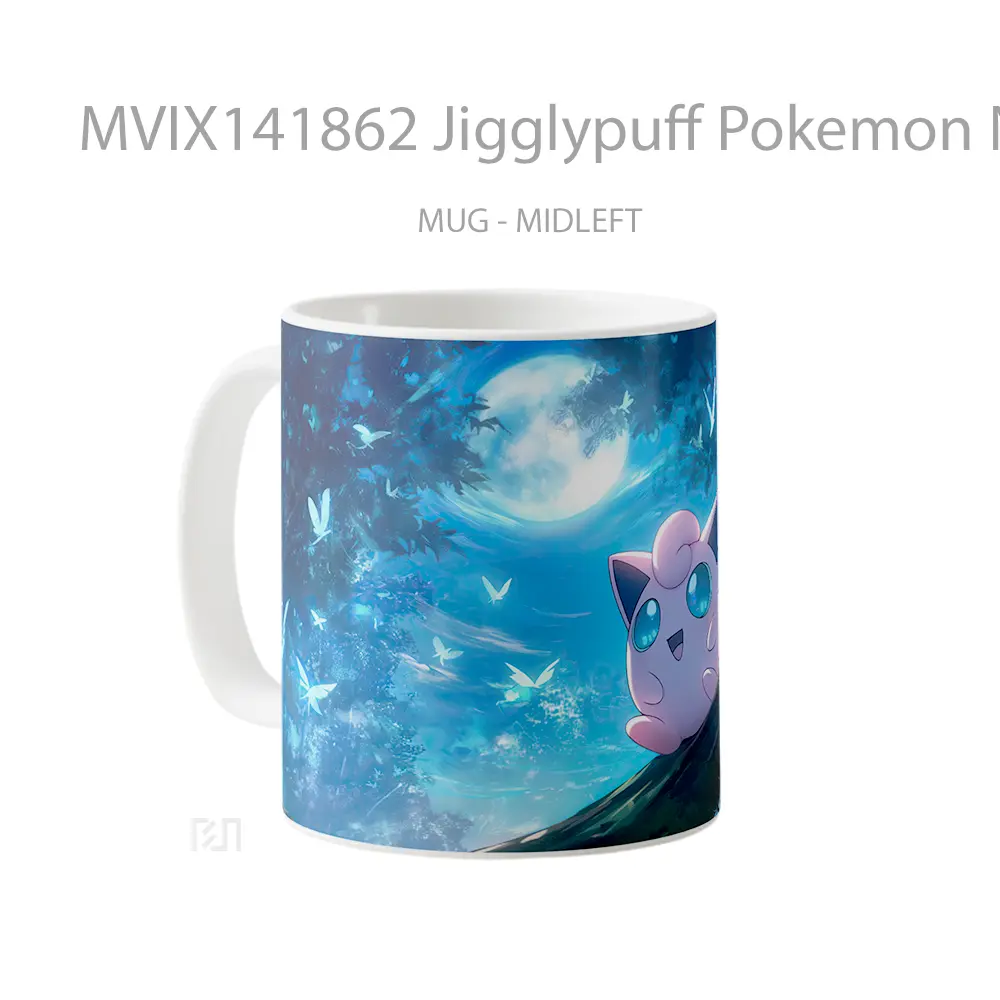Mug Jigglypuff Pokemon Night Forest Gelas Pemandangan Alam - All-side / Desain
