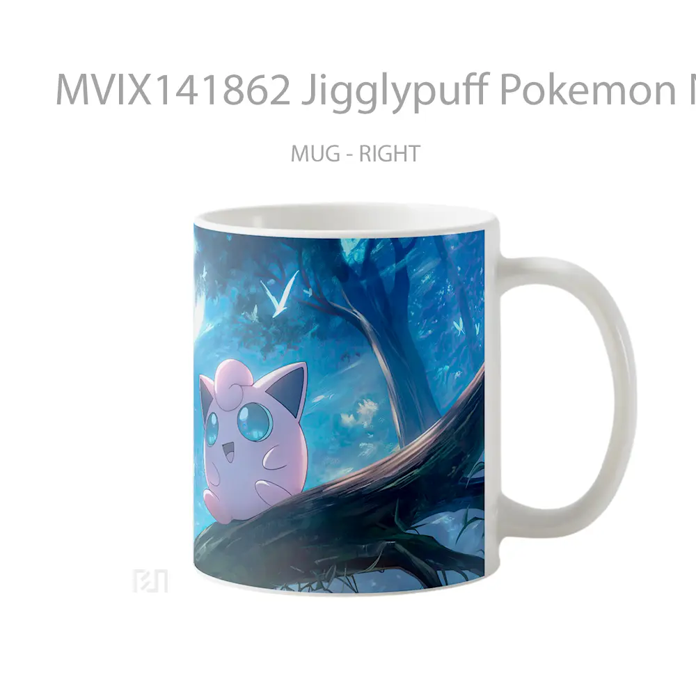 Mug Jigglypuff Pokemon Night Forest Gelas Pemandangan Alam - All-side / Desain