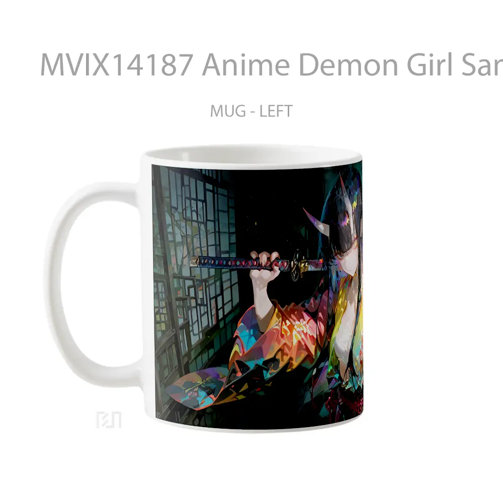 Mug Anime Demon Girl Samurai Katana Cangkir Anime - All-side / Desain