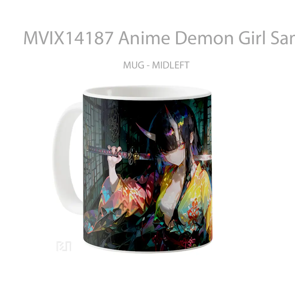 Mug Anime Demon Girl Samurai Katana Cangkir Anime - All-side / Desain