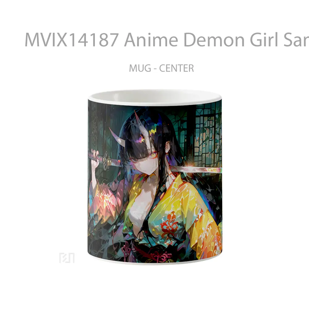 Mug Anime Demon Girl Samurai Katana Cangkir Anime