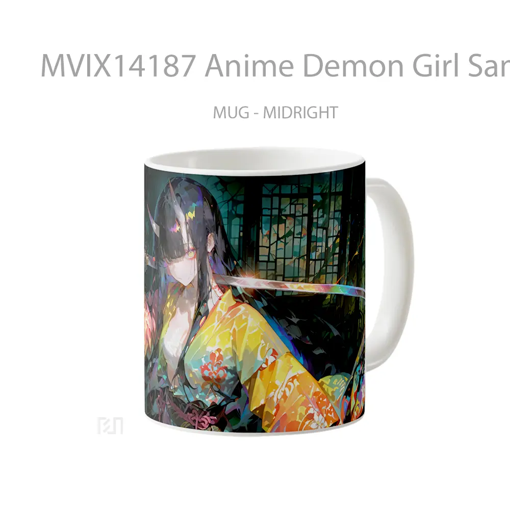 Mug Anime Demon Girl Samurai Katana Cangkir Anime - All-side / Desain