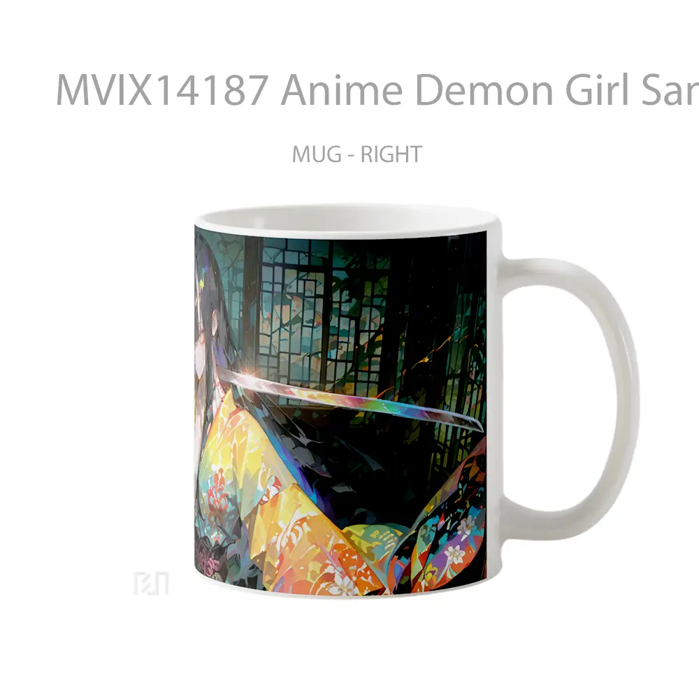 Mug Anime Demon Girl Samurai Katana Cangkir Anime - All-side / Desain