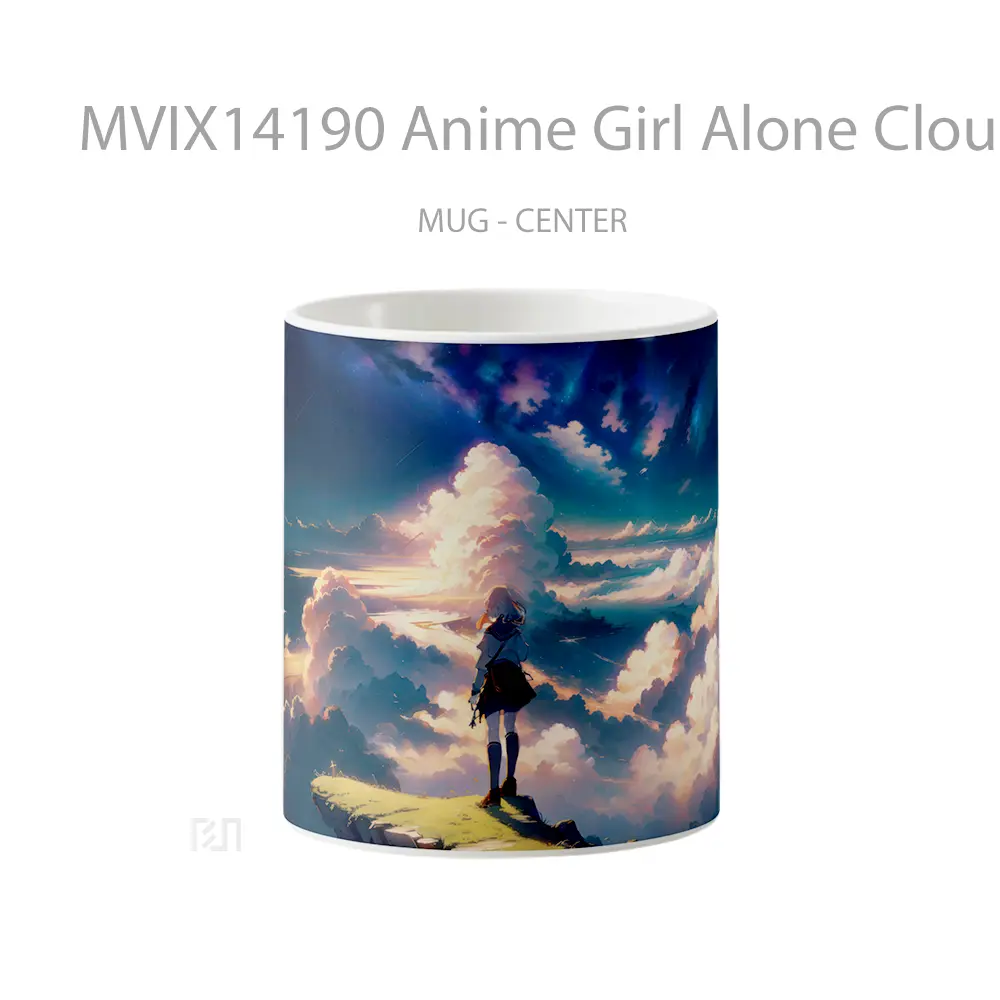 Mug Anime Girl Alone Clouds Sky Scenery Ai Art Cangkir Anime