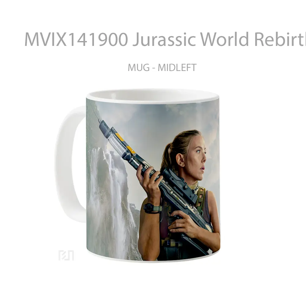 Mug Jurassic World Rebirth T Rex Scarlett Johansson Gelas Keramik Unik - All-side / Desain