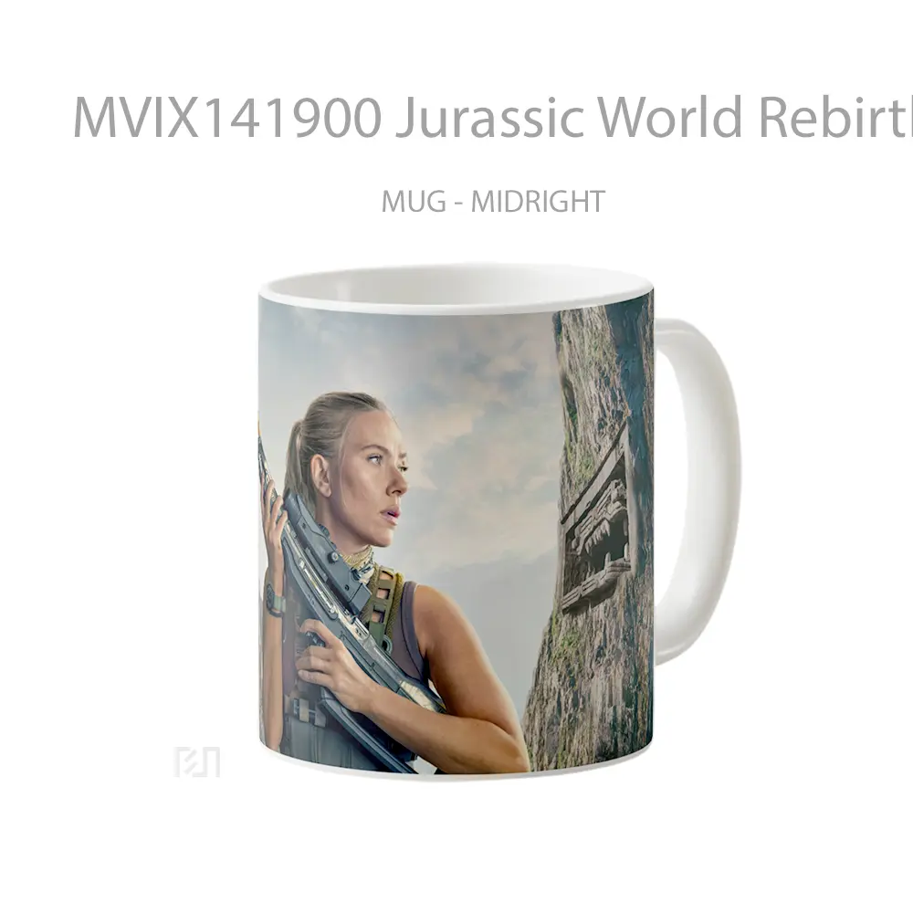 Mug Jurassic World Rebirth T Rex Scarlett Johansson Gelas Keramik Unik - All-side / Desain