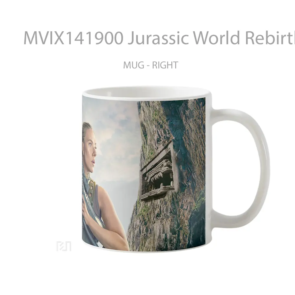 Mug Jurassic World Rebirth T Rex Scarlett Johansson Gelas Keramik Unik - All-side / Desain