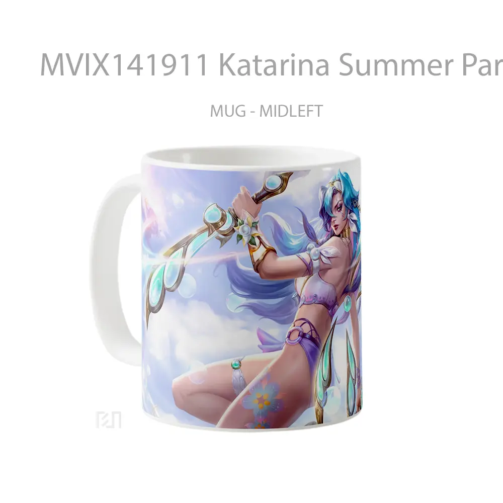 Mug Katarina Summer Party Skin Lol Wild Rift Splash Art Cangkir Gamer - All-side / Desain