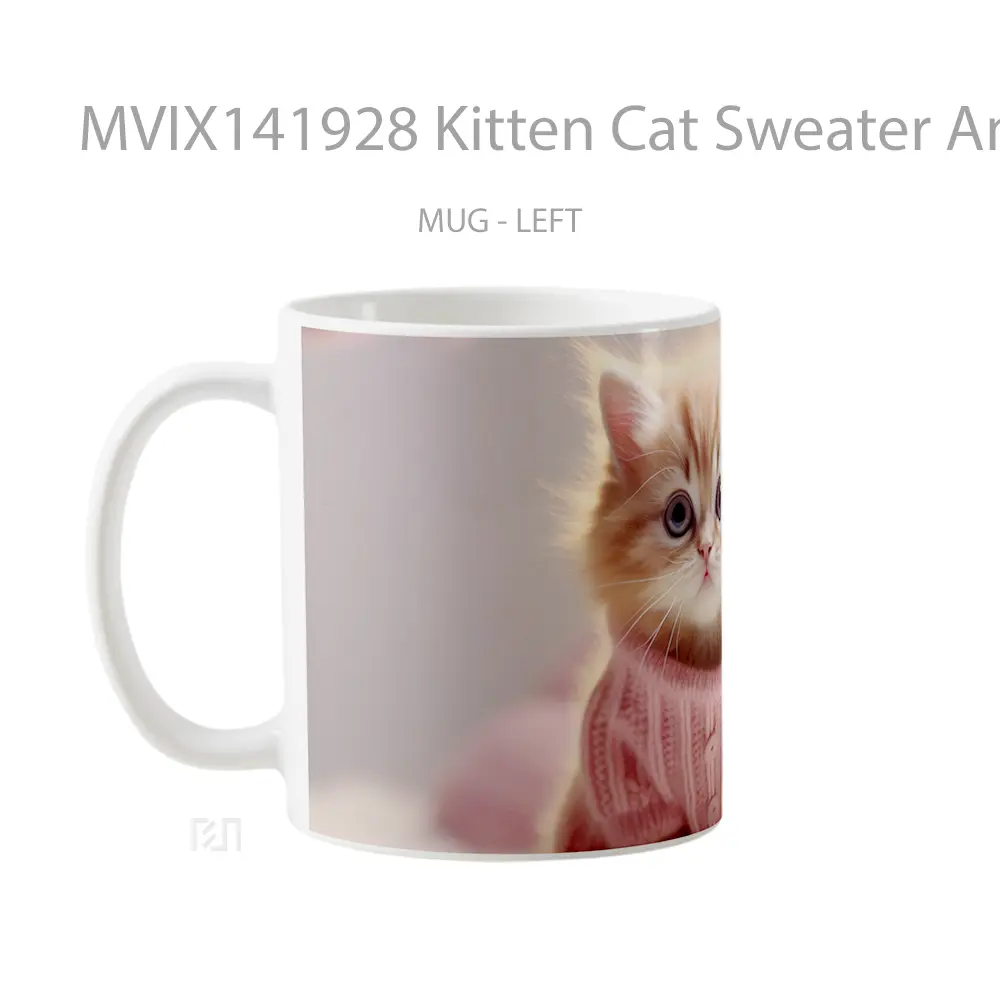 Mug Kitten Cat Sweater Animal Gelas Hewan Lucu - All-side / Desain