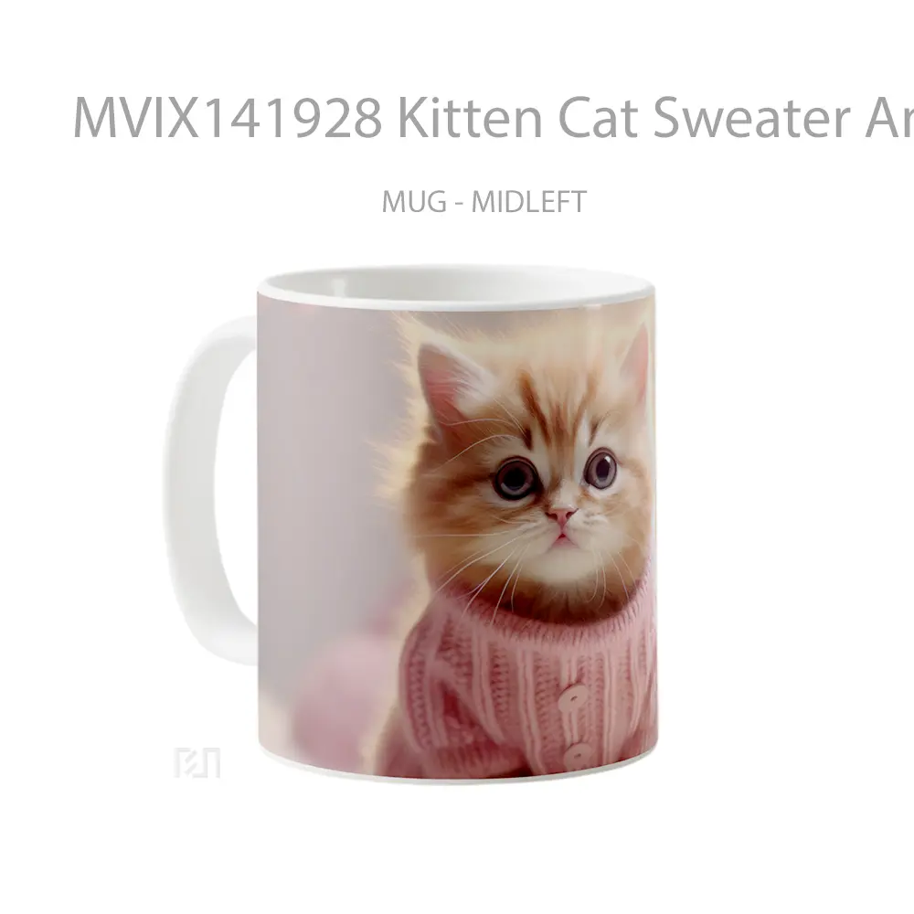 Mug Kitten Cat Sweater Animal Gelas Hewan Lucu - All-side / Desain