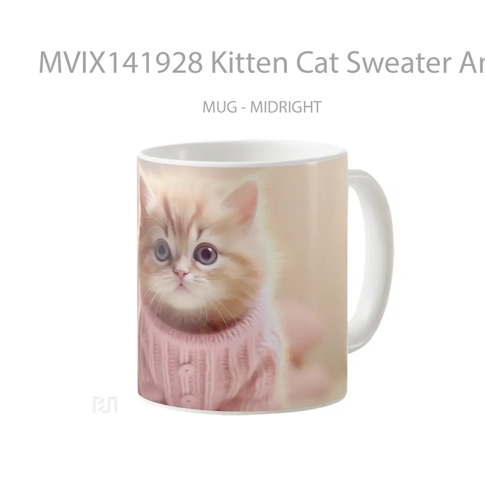 Mug Kitten Cat Sweater Animal Gelas Hewan Lucu - All-side / Desain