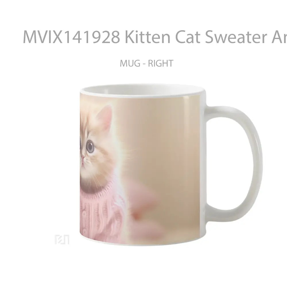 Mug Kitten Cat Sweater Animal Gelas Hewan Lucu - All-side / Desain