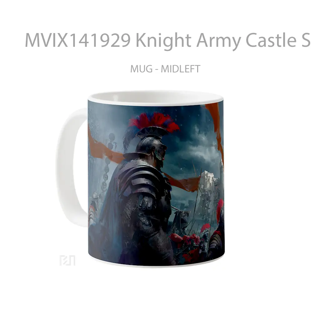 Mug Knight Army Castle Siege Fantasy Art Gelas Keramik Unik - All-side / Desain