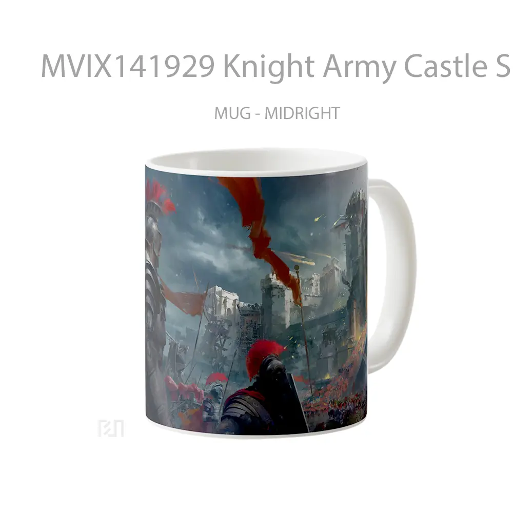 Mug Knight Army Castle Siege Fantasy Art Gelas Keramik Unik - All-side / Desain